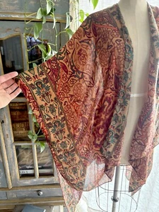 Vince Camuto Boho Floral Kimono Wrap with Sleeves One Size Soft Flowy - Picture 1 of 9