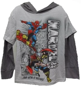 New Marvel Ironman Thor Spiderman Youth Sizes XS-M-L-XL Hooded Shirt - Picture 1 of 6