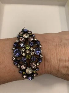 $125 Givenchy  Hinged Multicolor Bangle Crystal Bracelet GB15 - Picture 1 of 6