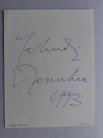 Yehudi Menuhin Violinist Conductor Personally Signed Album Page Cover