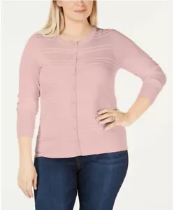 Cárdigan Charter Club talla grande 1X textura rosa - Imagen 1 de 3