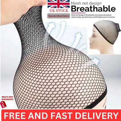 BLACK REAL HAIR ELASTIC WIG CAP FISHNET LINER WEAVING MESH STOCKING SLEEP NET - Image 1 of 4
