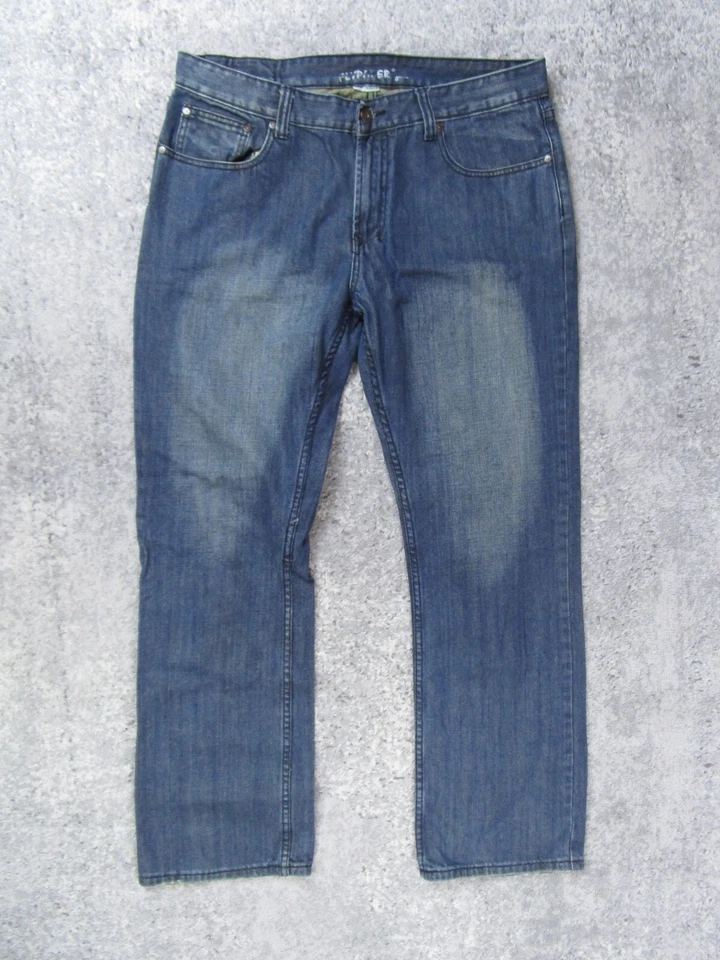 Fly Paper Denim Jeans Mens 36x30 Actual Blue Straight Leg Pocket Embroidered - Image 1 of 4