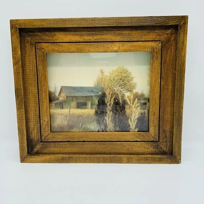 Framed Barn Print in Raised Frame with Wheat Inside The Frame 16” x 14” - Image 1 of 4