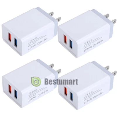 Lot USB Chargers, Charging Block, 2.4A Home Travel Double USB Wall Charger QC2.0 - Image 1 of 4