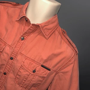 Camisa Rock Republic Naranja Desteñida Melocotón Abotonada Manga Corta Talla Pequeña #91 - Imagen 1 de 6
