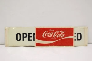 VINTAGE COCA COLA STORE DOOR WINDOW OPEN - CLOSED SLIDE SIGN -x2 - Picture 1 of 16
