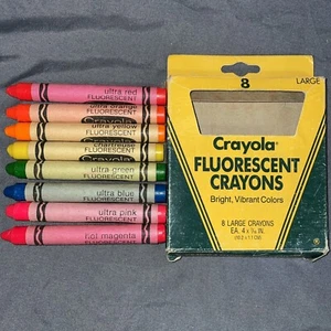Binney & Smith Crayola fluoreszierende Buntstifte 8 Stück Box nicht mehr erhältliche Farben Vintage - Bild 1 von 7