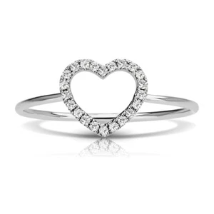 Anello Petite Cuore Aperto Contorno Diamanti - Foto 1 di 3