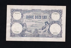 BILLETE RARO RUMANIA 20 LEI 1929 P#20a en estado bastante bueno - Imagen 1 de 3