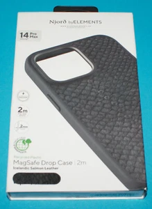 NJORD by Elements MagSafe Drop Case Lachsleder iPhone 14 Pro Max schwarz NEU/OVP - Zdjęcie 1 z 7