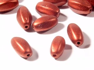 Lot (50) vintage Czech copper metallic melon oval glass beads 11mm - Picture 1 of 2