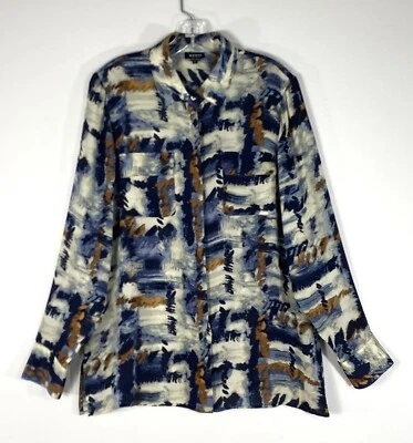 WORTH NY Silk Lafayette Geometric Print Art To Wear  Blouse Shirt Sz M Foto 1 de 4