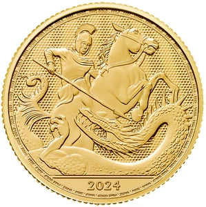 Royal Mint 1/4oz St George & Dragon 999.9 Gold Coin Mint Condition In Capsule - Picture 1 of 5