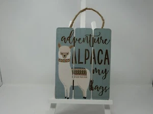 Abenteuer Alpaka Meine Taschen Holz Wandbehang Plakette 6 1/2" x 8 1/2" NEU - Bild 1 von 2