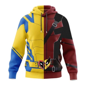 Deadpool Wolverine 3D Print Hoodie Cosplay Costume Adult Halloween Zipper Jacket - Picture 1 of 17