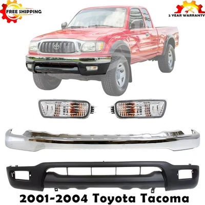 Front Bumper Chrome Steel & Turn Signal Lights Kit For 2001-2004 Toyota Tacoma — 第 1/4 张图片