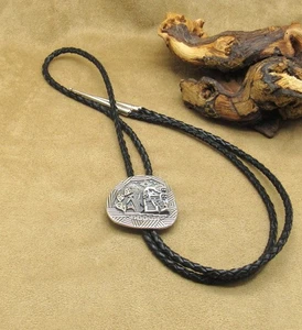 Vintage Southwest gravierte Sterling Silber Bolokrawatte - Bild 1 von 7