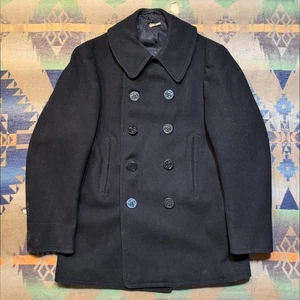Vintage WWII Naval Coat - 1940s Navy Wool Jacket Size Medium - Bild 1 von 23