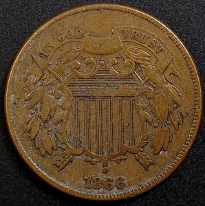 1866 Two Cent Piece! Sharp! - Picture 1 of 4