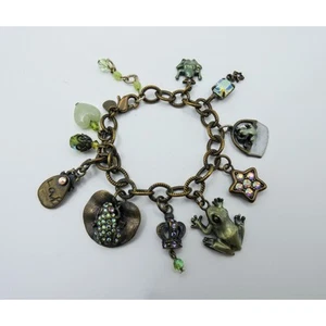 Kirks Folly Rare Toad Hall Frog Prince Enamel Brass Charm Bracelet Vintage - Picture 1 of 10
