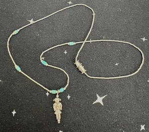 Collar de plata estilo nativo americano de colección con cuentas de turquesa y colgante Kachina 16" - Imagen 1 de 4