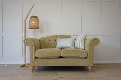 Gold Orla chenille LAURA ASHLEY Gloucester button back small sofa (2 seater) - Image 1 of 4