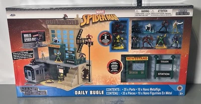 Marvel -Spiderman Daily Bugle- Playset Nano Scene 10 Diecast Figure Set ~New - Image 1 of 4