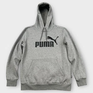 PUMA Essentials No 1 Logo Hoodie Mens S Gray Pullover Athletic Streetwear Sporty - Picture 1 of 13