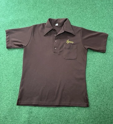 Camisa Polo True Vintage Años 60 70 Puntada de Cadena Damore Press Lynn Retro Marrón Lrg  Foto 1 de 4