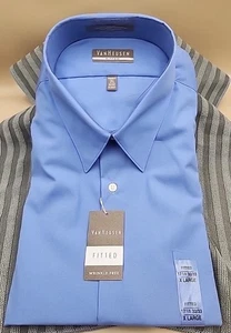 Van Heusen Men's Long Sleeve Shirt Sz 17.5, 32/33 Stone Blue New Tags Fitted XL - Picture 1 of 6