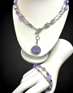 Kirks Folly Collana Bracciale Set Angelo Iridescente Cristallo Amore Non Muore Mai - Foto 1 di 8
