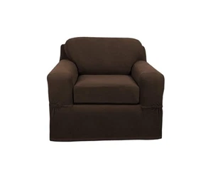 Pixel Ultra Soft Stretch Arm Furniture Cover, Chocolate Brown Armchair-slipco... - Picture 1 of 8