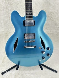 Guitarra Eléctrica Azul Alta Calidad DG-335 Wathet Cuerpo Hueco Hueso Tuerca Caoba - Imagen 1 de 12