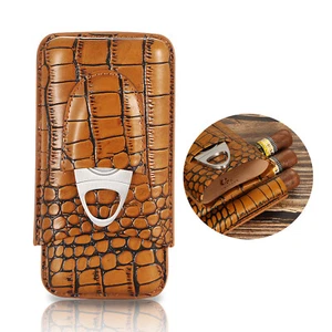 Estuche de viaje de tubo de cuero cocodrilo en relieve Galiner soporte de viaje de 3 tubos - Imagen 1 de 10