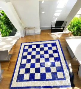 18" Lapis Lazuli Marble Chess Board Gift For Chess Lovers Indoor Housewarming De - Picture 1 of 6
