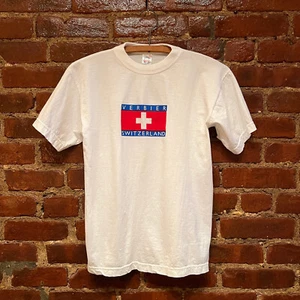 Vintage Verbier Switzerland Flag T-Shirt Youth Large 12/14 White Swiss Skiing - Picture 1 of 11