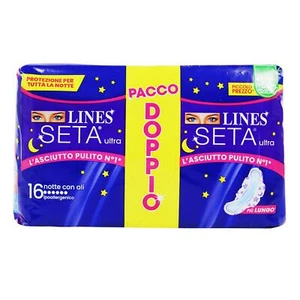 LINES SETA ULTRA ASSORBENTI NOTTE CON ALI DOPPIE 16PZ - Foto 1 di 1