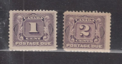 1906-1928 #J1 1¢ & #J2 2¢ KING EDWARD VII FIRST POSTAGE DUE ISSUES F-VFNG - Image 1 of 2