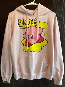 Kirby Warp Star Pink Pullover Hoodie Sweatshirt Sz. Med Unisex Nintendo HT - Picture 1 of 4