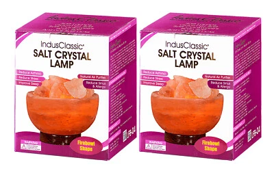 IndusClassic Fire Bowl Lámpara de Sal de Cristal del Himalaya Ionizador Purificador de Aire Paquete de 2  Foto 1 de 4
