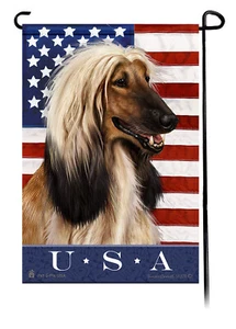 Patriotic USA Garden Flag - Afghan Hound 000 - Picture 1 of 1
