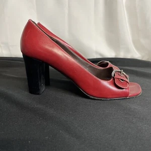 Circa Joan & David Red Open Toe Pumps Size 10M - Picture 1 of 8
