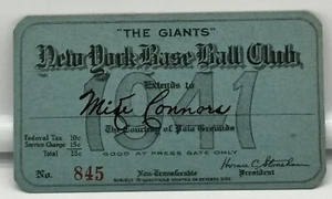 1941 New York Giants Ticket  Pass Mel Ott 400 HR/1500 RBI/Hubbell/Hartnett ⚾️ - Picture 1 of 3