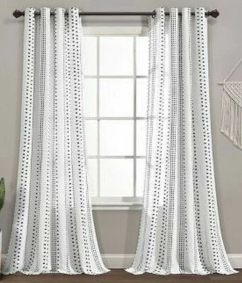 Decoración exuberante - Juego de 2 paneles de cortina de ventana a rayas Hygge, 108"x52" Foto 1 de 4