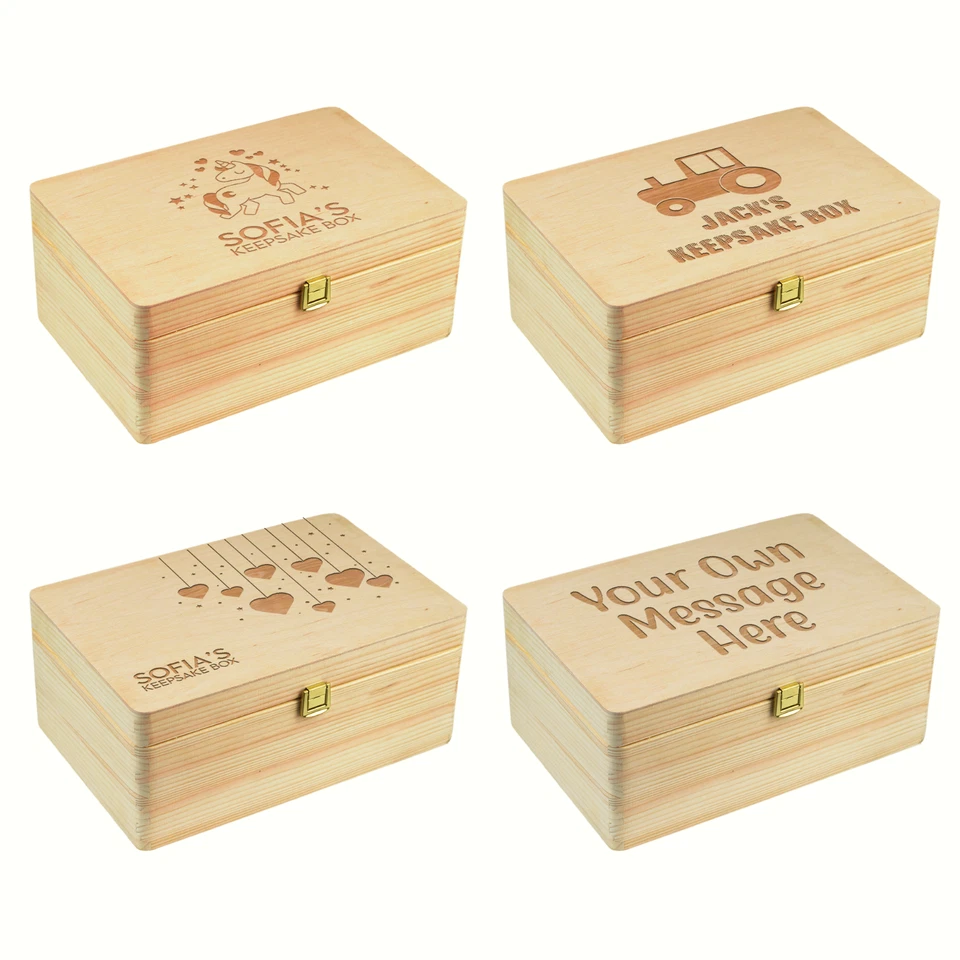 Wooden Engraved Personalised Wedding/Baby/Keepsake Memory Box Ply Chest Crate - Image 1 of 1