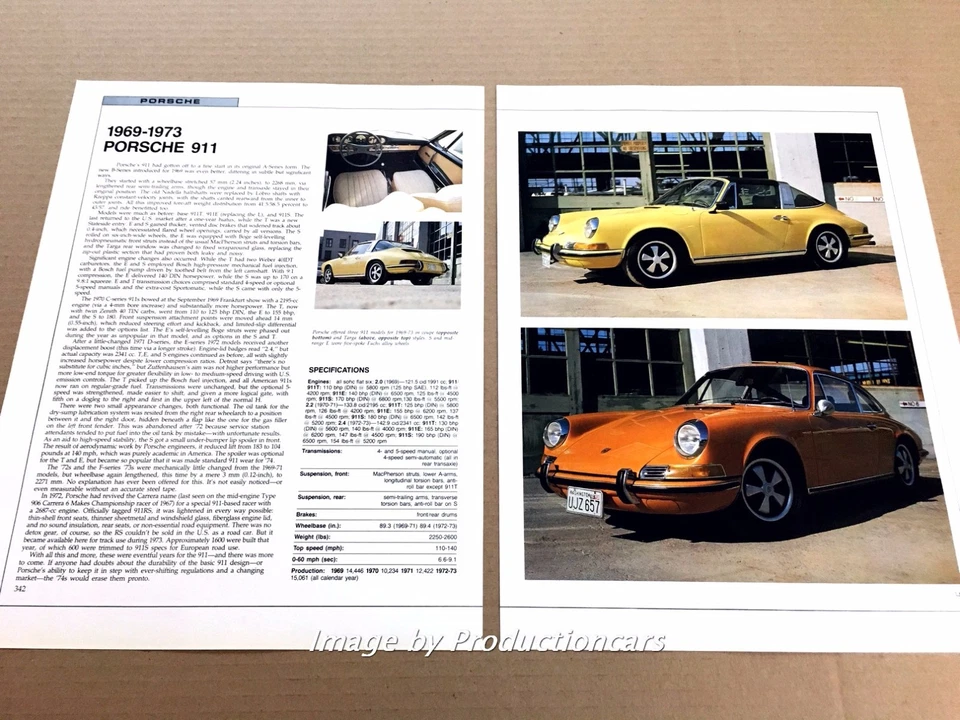 Porsche 911 Original Car Review Print Article J670  1969 1970 1971 1972 1973 Foto 1 de 1