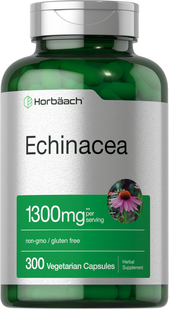 Echinacea Capsules 1300mg | 300 Count | Vegan, Non-GMO | by Horbaach
