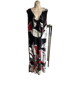 Maxi Vestido Lane Bryant Sedoso Primavera Verano Multi Rojo Negro Blanco Elegante 18-20 - Imagen 1 de 11