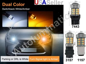 1157 3157 7443 Switchback Led Bulb Tail Brake Turn Signal Amber Cool White - Picture 1 of 1